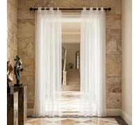 WUXXIANG Rideaux Voilage 57 x 134 cm Semi-Transparent, Luxurious Doux, Lisse, Elegant Vintage Rideaux et Draperies pour Salon et Chambre Terrasse Cuisine Bureau, Blanc