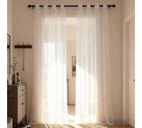 WUXXIANG Rideaux Voilage 57 x 77 cm Semi-Transparent, Luxurious Doux, Lisse, Elegant Vintage Rideau Voilages pour Salon et Chambre Terrasse Cuisine Bureau, Blanc