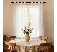WUXXIANG Rideaux Voilages 240 x 240 cm Semi-Transparent, Luxurious Doux, Lisse, Elegant Vintage Rideaux Transparent pour Salon et Chambre Terrasse Cuisine Bureau, Blanc