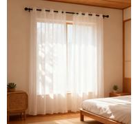 WUXXIANG Rideaux Voilages 240 x 240 cm Semi-Transparent, Luxurious Doux, Lisse, Elegant Vintage Translucide Rideau pour Salon et Chambre Terrasse Cuisine Bureau, Blanc