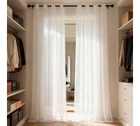 WUXXIANG Rideaux Voilages 51 x 245 cm Semi-Transparent, Luxurious Doux, Lisse, Elegant Vintage Rideau Tulle pour Salon et Chambre Terrasse Cuisine Bureau, Blanc