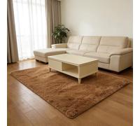 WUXXIANG Tapis Chambre 90 x 60 cm Doux Moelleux, Élégant, Antidérapant, Moderne, à Poils Longs, Facile à Entretenir Tapis Décoratif pour Salon Chambre, Cuisine, Bureau, Couloir, Marron