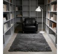 WUXXIANG Tapis de Salon 60 x 130 cm Doux Moelleux, Élégant, Antidérapant, Moderne, à Poils Longs, Facile à Entretenir Tapis de Canapé pour Salon Chambre, Cuisine, Bureau, Couloir, Gris