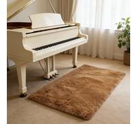 WUXXIANG Tapis de Salon 90 x 60 cm Doux Moelleux, Élégant, Antidérapant, Moderne, à Poils Longs, Facile à Entretenir Tapis Moderne pour Salon Chambre, Cuisine, Bureau, Couloir, Marron