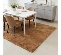 WUXXIANG Tapis de Salon 90 x 60 cm Doux Moelleux, Élégant, Antidérapant, Moderne, à Poils Longs, Facile à Entretenir Tapis Shaggy pour Salon Chambre, Cuisine, Bureau, Couloir, Marron