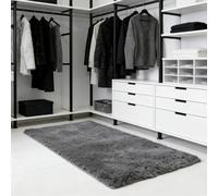 WUXXIANG Tapis Salon 50 x 75 cm Doux Moelleux, Élégant, Antidérapant, Moderne, à Poils Longs, Facile à Entretenir Shaggy Tapis pour Salon Chambre, Cuisine, Bureau, Couloir, Gris