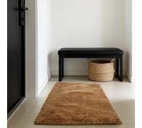 WUXXIANG Tapis Salon 90 x 60 cm Doux Moelleux, Élégant, Antidérapant, Moderne, à Poils Longs, Facile à Entretenir Tapis à Poils Longs pour Salon Chambre, Cuisine, Bureau, Couloir, Marron