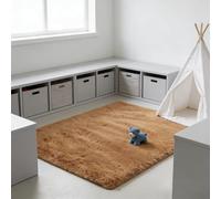 WUXXIANG Tapis Salon 90 x 60 cm Doux Moelleux, Élégant, Antidérapant, Moderne, à Poils Longs, Facile à Entretenir Tapis de Canapé pour Salon Chambre, Cuisine, Bureau, Couloir, Marron