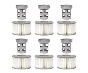 WuYan Lot de 6 Accessoires de Spa pour MSP, Comprend 6 adaptateurs de Base à Visser de Rechange, 6 filtres de Piscine gonflables à Ressorts Chauds, Filtre de Piscine de Type Spa ondulé