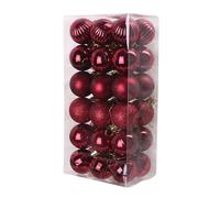 Wuyangcun Lot de 36 Boules de Noël 4cm Plastique incassable avec ficelles pour Sapin/Couronne/Décoration de fête 20 Couleurs (Bordeaux)
