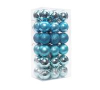 Wuyangcun Lot de 36 Boules de Noël 4cm Plastique incassable avec ficelles pour Sapin/Couronne/Décoration de fête 20 Couleurs (Bleu lac)