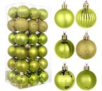 Wuyangcun Lot de 36 Boules de Noël 4cm Plastique incassable avec ficelles pour Sapin/Couronne/Décoration de fête 20 Couleurs (Vert Pomme)