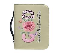 WUYOJUXA Housse de bible avec poignées, imprimé fleur de dieu pour femme, étui de bible avec poche zippée, cadeau d'église catholique pour femme, convient aux bibles - Taille XL