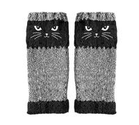 Wuyooprt Gants D'Hiver En Tricot Sans Doigts - Broderie Chat Accessoires Chaleur Extérieur | Gants D'Hiver Tendance - Pour Femmes, Filles, Adolescents, Trajet Quotidien, Activités En Plein Air,