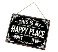 Wuyooprt Panneau 'C'est mon endroit préféré' | Décoration Maison Vintage Amusante En Métal 30 X 40 Cm - Déco extérieure métal - Pour fête patio pelouse arrière-cour jardinage balcon clôture printemps