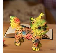 Wuyooprt Yorkshire Terrier Lampe Basset Hound L-amp Cute Dog Series Art Night Light Vitrail Animal Table Colorée Chevet Résine Décorative Bureau pour Chambre Salon Maison Bureau E Decor