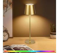 WUYOR Lampe de Table Sans Fil Rechargeable LED Dimmable Sans Fil, 3000K Températures de couleur et 7 couleurs RGB, Lampe de Table avec USB-C, étanchéité IP54,dorée or 1 paquet