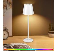 WUYOR Lampe de Table Sans Fil Rechargeable LED Dimmable Sans Fil, 3000K Températures de couleur et 7 couleurs RGB, Lampe de Table avec USB-C, étanchéité IP54,dorée blanc 1 paquet