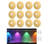WUYOR Lot de 12 spots LED RVB rechargeables par USB avec télécommande, changement de couleur, éclairage d'armoire et de vitrine sans fil