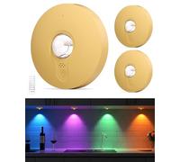 WUYOR Lot de 3 spots LED RVB rechargeables par USB - Batterie télécommande - Changement de couleur - Éclairage magnétique variable - Éclairage de vitrine sans fil