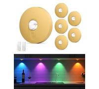 WUYOR Lot de 6 spots LED RVB rechargeables par USB - Batterie avec télécommande - Changement de couleur - Éclairage magnétique à intensité variable - Éclairage de vitrine sans fil avec fonction de