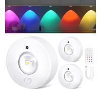 WUYOR RGB Rechargeable Spot Led Sans Fil avec télécommande, 13 couleurs et batterie 1500mAh, variateur et minuterie, pour cuisine, placard et chambre à coucher, Armoires (paquet de 3)