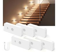 WUYOR Veilleuse avec détecteur de mouvement, applique murale à induction, veilleuse LED rechargeable sans fil pour enfants, 3 modes de température de couleur, éclairage de placard pour couloir, 6PCS