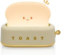 WUYOR Veilleuse Enfant Toast LED Veilleuse Bébé Rechargeable Lampe de Chevet Enfant Luminosité et Réglables Kawaii Deco Chambre Cadeau Anniversaire de Noel pour Garcon, Bebe et Fille