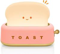 WUYOR Veilleuse Enfant Toast LED Veilleuse Bébé Rechargeable Lampe de Chevet Enfant Luminosité et Réglables Kawaii Deco Chambre Cadeau Anniversaire de Noel pour Garcon, Bebe et Fille