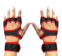 WUYXTO 1 Paire de Gants Sport ventilés for l'haltérophilie avec protège-Poignets intégrés for Hommes et Femmes - Idéal for la Salle pour Gym Exercice(Red,L)