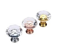 WUYXTO 10 pièces or Base diamant forme conception cristal verre boutons placard tire tiroir armoires de cuisine poignées poignée meubles Pour Armoire Porte(30mm Black Base)