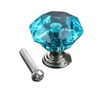 WUYXTO 10pcs 24mm Crystal Cabinet Door Knob Drawer Cupboard Wardrobe Pull Handle Transparent Furniture Mini Knobs And Handles Pour Armoire Porte(Blue Knob)
