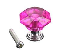 WUYXTO 10pcs 24mm Crystal Cabinet Door Knob Drawer Cupboard Wardrobe Pull Handle Transparent Furniture Mini Knobs And Handles Pour Armoire Porte(Rose Red Knob)