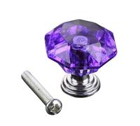 WUYXTO 10pcs 24mm Crystal Cabinet Door Knob Drawer Cupboard Wardrobe Pull Handle Transparent Furniture Mini Knobs And Handles Pour Armoire Porte(Purple Knob)