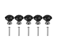 WUYXTO 10PCS Transparent Diamond Shape Crystal Glass Cabinet Knob Jewelry Box Drawer Pull Handle Furniture Hardware Supplies Pour Armoire Porte(Black 24mm)