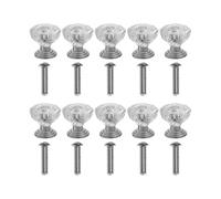 WUYXTO 10PCS Transparent Diamond Shape Crystal Glass Cabinet Knob Jewelry Box Drawer Pull Handle Furniture Hardware Supplies Pour Armoire Porte(Silver 19mm)