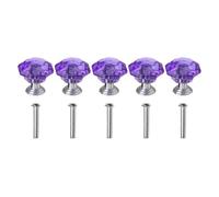 WUYXTO 10PCS Transparent Diamond Shape Crystal Glass Cabinet Knob Jewelry Box Drawer Pull Handle Furniture Hardware Supplies Pour Armoire Porte(Purple 24mm)