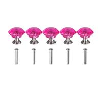 WUYXTO 10PCS Transparent Diamond Shape Crystal Glass Cabinet Knob Jewelry Box Drawer Pull Handle Furniture Hardware Supplies Pour Armoire Porte(Pink 24mm)