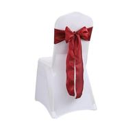 WUYXTO Ceintures de Chaise en Satin, nœuds Ruban universels, for cérémonie réception Mariage, décor Table à Manger, Banquet noël, 12 pièces pour Une fête(Wine Red)