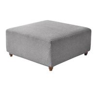 WUYXTO Housse De Protection Élastique for Pouf, 1 Pièce, Épaisse, for Tabouret Rangement, Rectangulaire, Tout Compris, Étui for Repose-Pieds pour Repose(Light Grey,L)