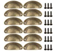 WUYXTO Lot de 12 poignées tiroir en coquillage style rétro, chrome, vert, bronze, fer Pour Buffets Coffres(Color 2)