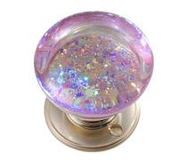 WUYXTO Poignée de porte d'armoire en boule cristal résine, 2 pièces, avec Design intégré, for tiroir garde-robe, boutons Pour Armoire Porte(Sequin purple)
