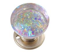 WUYXTO Poignée de porte d'armoire en boule cristal résine, 2 pièces, avec Design intégré, for tiroir garde-robe, boutons Pour Armoire Porte(Colorful sequins)