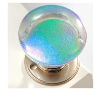 WUYXTO Poignée de porte d'armoire en boule cristal résine, 2 pièces, avec Design intégré, for tiroir garde-robe, boutons Pour Armoire Porte(Silver foil)