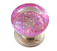 WUYXTO Poignée de porte d'armoire en boule cristal résine, 2 pièces, avec Design intégré, for tiroir garde-robe, boutons Pour Armoire Porte(Pink sequins)