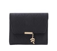 WUYXTO Portefeuille Femme Automne et Hiver Portefeuille Court Femme Petit Frais Simple Trois Fois Portefeuille pour Femme(Black)