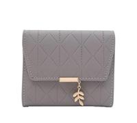 WUYXTO Portefeuille Femme Automne et Hiver Portefeuille Court Femme Petit Frais Simple Trois Fois Portefeuille pour Femme(Light Grey)
