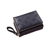WUYXTO Portefeuilles for Femmes en Cuir Tri-Fold Petit Portefeuille Mignon Porte-Carte Multi-Carte Fente Porte-Monnaie pour Femme(Black)