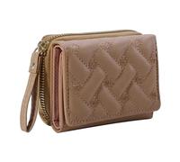 WUYXTO Portefeuilles for Femmes en Cuir Tri-Fold Petit Portefeuille Mignon Porte-Carte Multi-Carte Fente Porte-Monnaie pour Femme(Khaki)