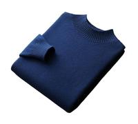 WUYXTO Pull-Over Ample et épais à col Montant for Homme, Style décontracté, Couleur Unie, en Laine tricotée(Dark Blue,XL)